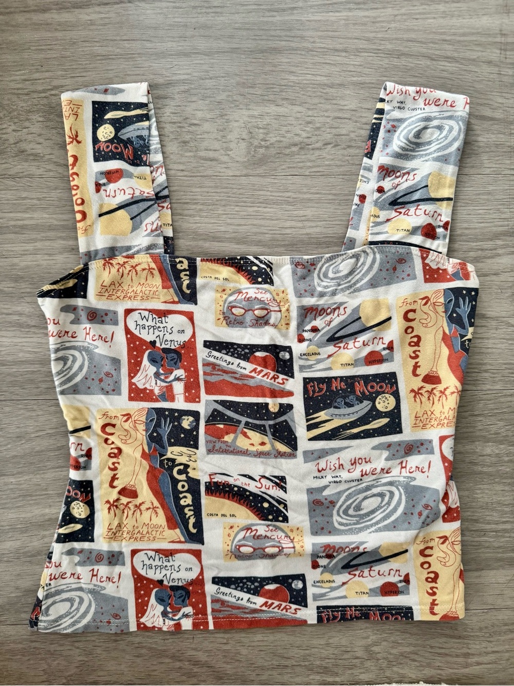 Reformation Retro Space Celestial Graphic Crop Tank Top XS